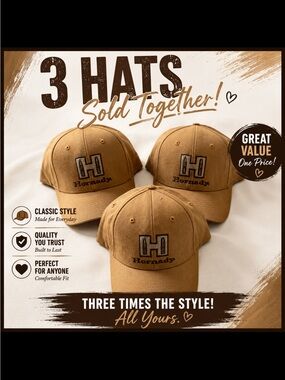 Hornady Tan Logo Baseball Caps - Set of 3
